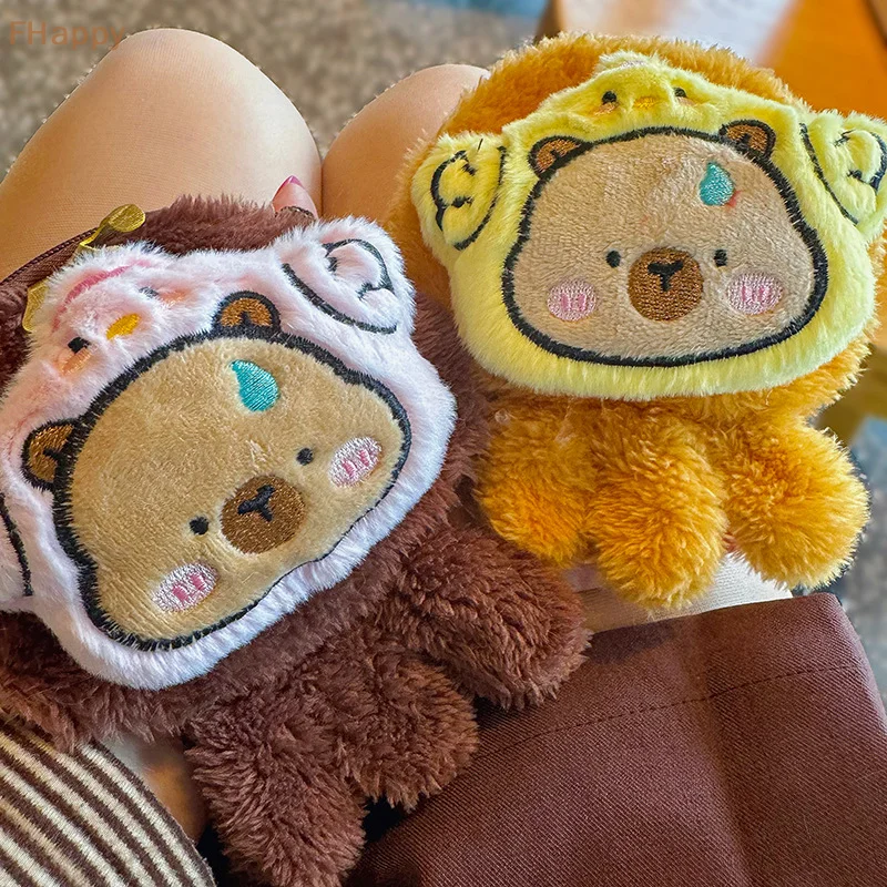 Kawaii Capybara Anime Coin Purse Lovely Funny Headphone Storage Bag Cartoon Plush Mini Bags Wallet Pendant Gifts