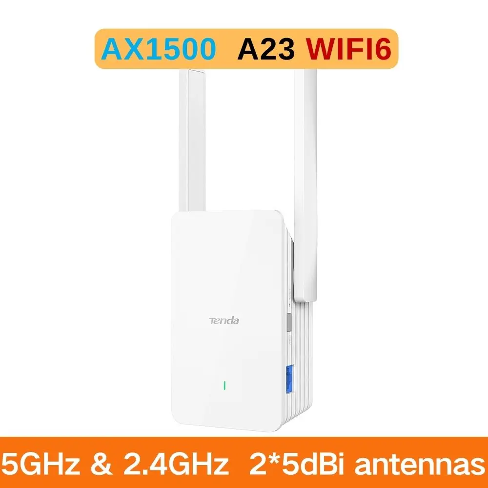 Tenda WiFi Versterker WiFi Repeater AX3000 (A33), WiFi Extender 6 Wi-FI Booster, 2 * 5dBi Antennes, Slimme LED Indicator, Eenvoudige Configuratie, Compatibel met alle Internet Boxen- Wit