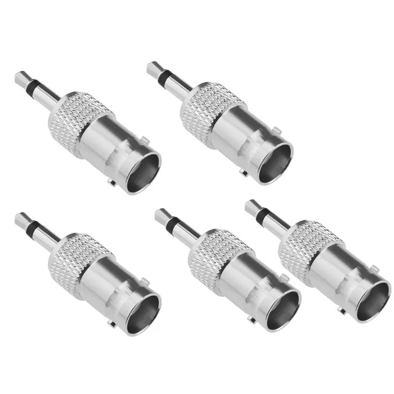 A13E-BNC Female Jack To Male Plug Plated Bidirectional Connector, 3.5Mm Mono To BNC Adapter For CCTV DVR Camera And More
