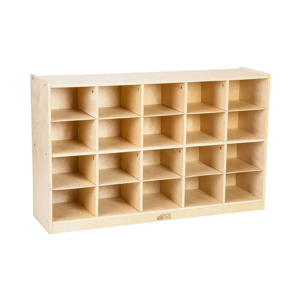 

20 Cubby Mobile Tray Storage Cabinet, 4x5, Classroom Furniture, Natural