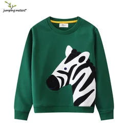 Jumping Meters 2-7T Children's Sweatshirts With Zeebra Embroidery Autumn Spring Boys Girls Clothing Long Sleeve Hooded Shirts