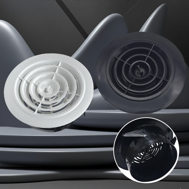 

200mm Round Rotary Exhaust Hood Valve Grille Diffuser Ducting Ventilation Cover Adjustable Air Vent for Circulation ABS Material
