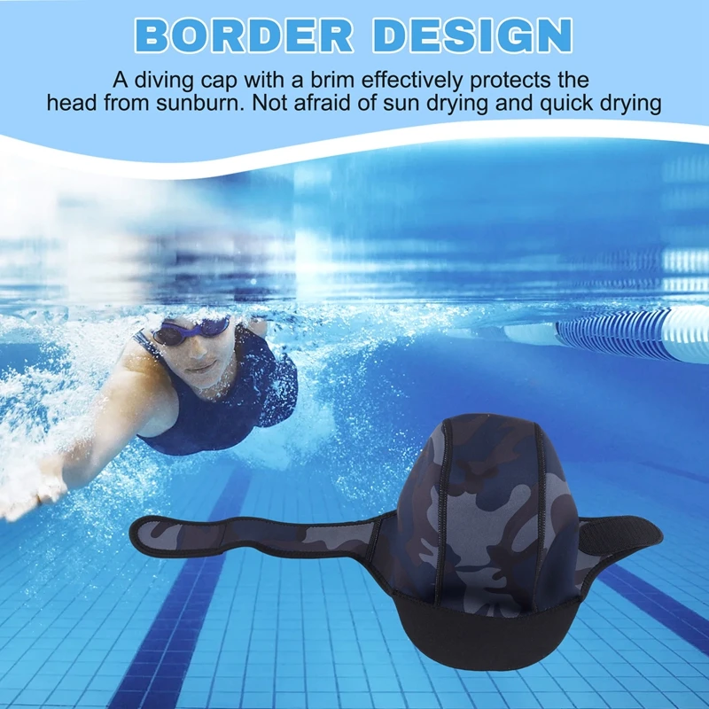 2MM Neoprene Surf Beanie Swim Cap With Chin Strap Adjustable Quick-Drying Diving Cap For Swimming Surfing