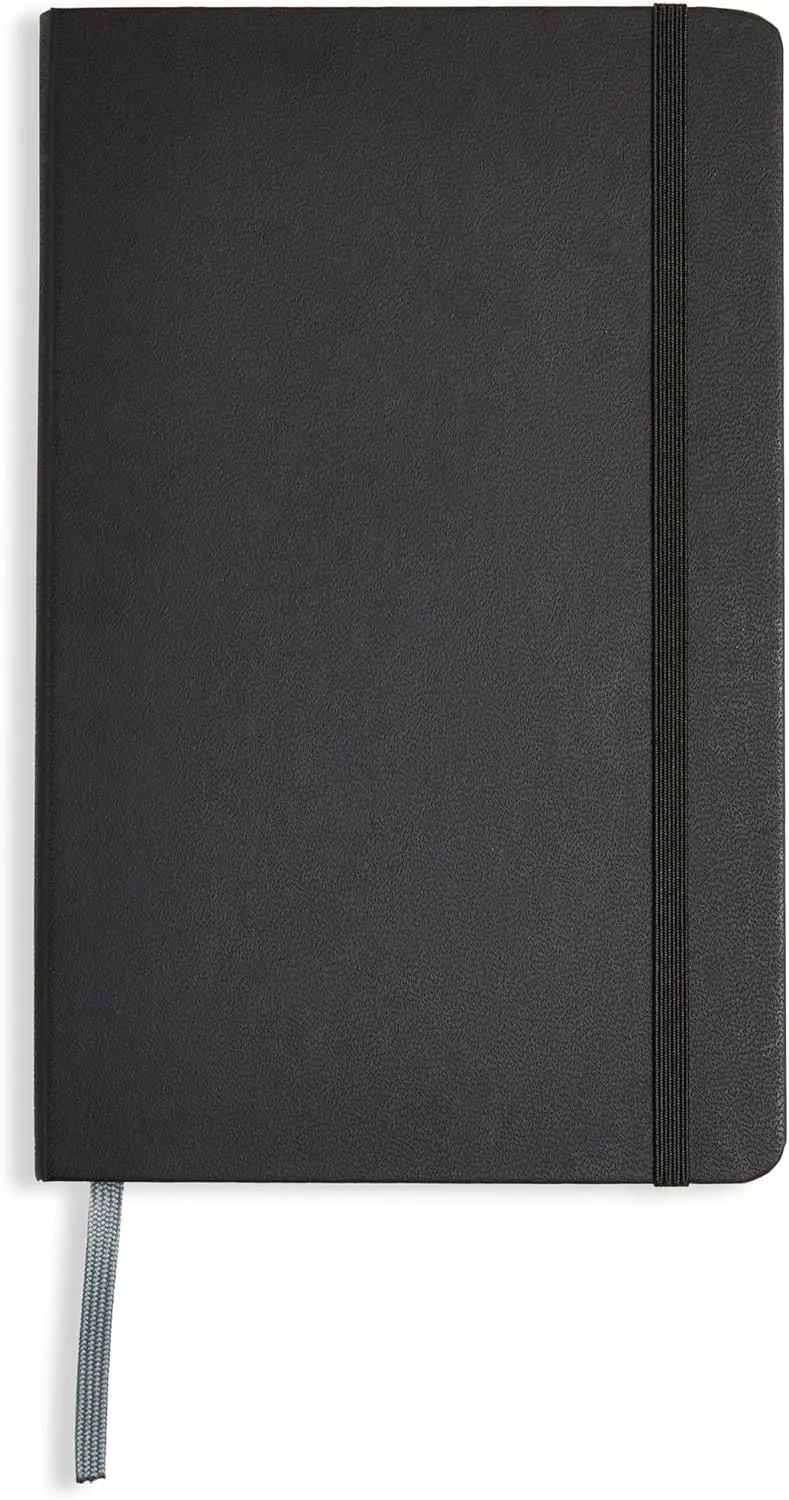

Classic Lined Writing Notebook for Note Taking and Journaling, Hardcover with Elastic Closure, 240 Pages, 5" x 8.25", Black