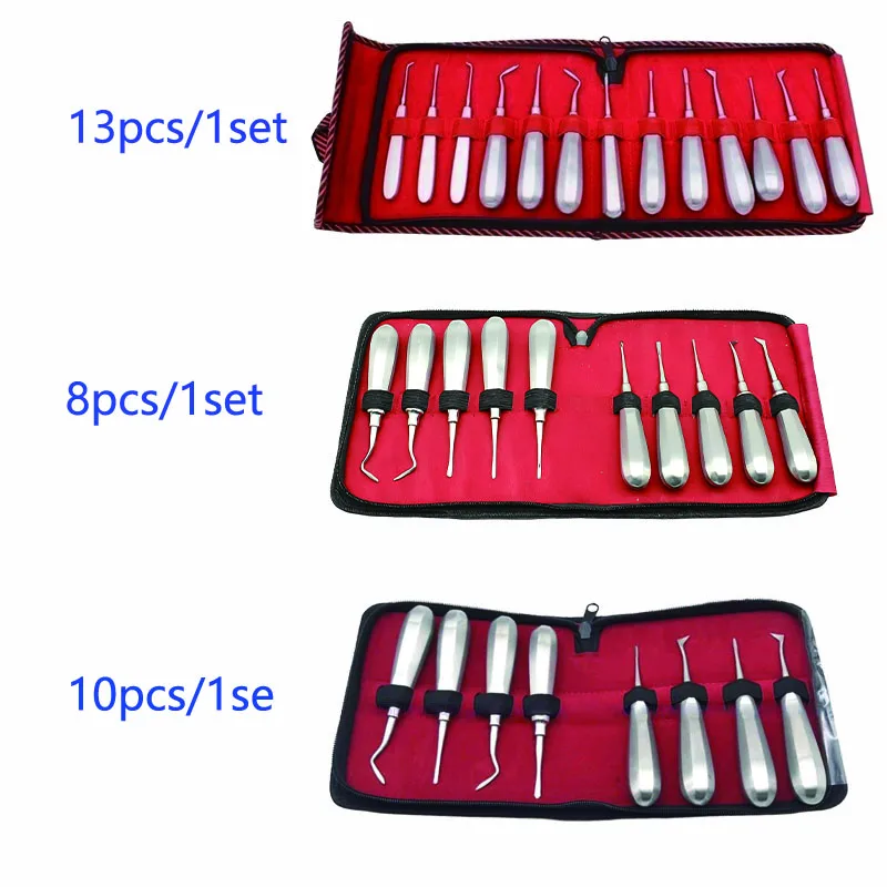 

8/10/13Pcs Dental Elevator Stainless Steel Tooth Extracting Forceps Curved Root Lift Elevator Dentist Surgical Instruments Tools