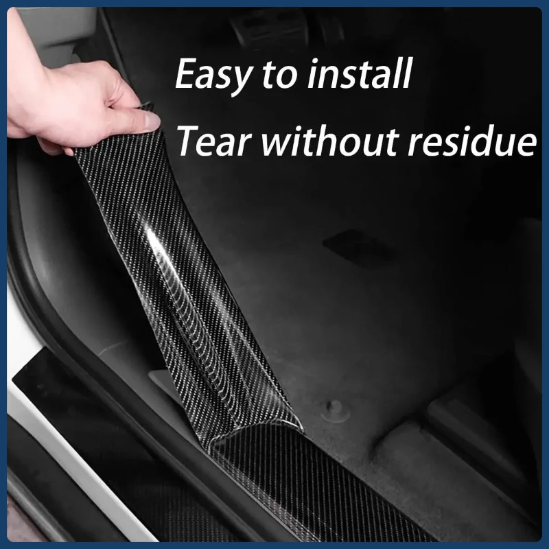 

Clearance_3D Carbon Fiber Sticker Paste Car Threshold Protective Film Anti Scratch Waterproof Matte Black Nano Sticker