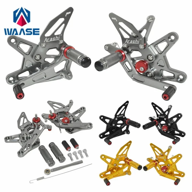 waase For Kawasaki Ninja ZX-6R ZX-636 ZX6R ZX636 2024 2025 Adjustable Rider Rearset Footrests Foot Rest Pegs Rear Sets