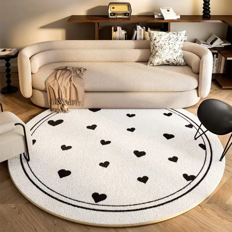VIKAMA Modern Simple Round Rug Non-Slip Soft Cozy Machine Washable Floor Mat Trendy Decor for Study Office Living Room
