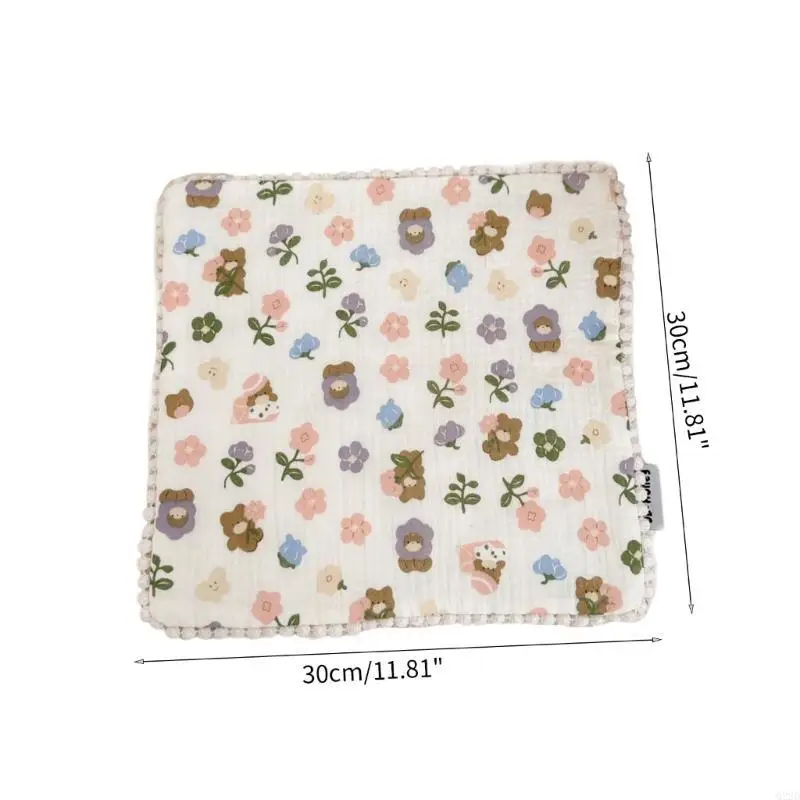 Q22D Kids Print Face Cloth Soft Saliva-Towel Non-Shedding Bibs Kindergarten Washcloth