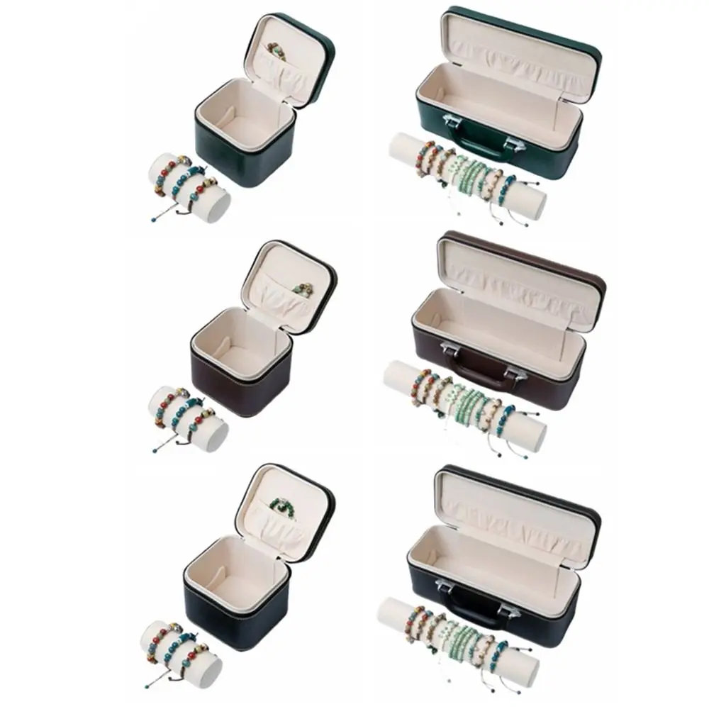 Vintage Watch Display Box PU Leather Compact Bracelet Storage Boxes with Handle Durable Wristwatch Holder Jewelry Accessories