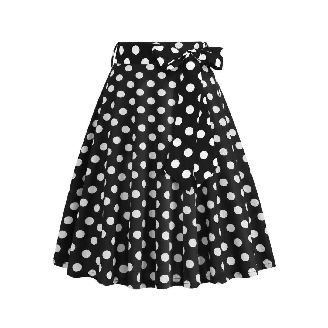 Retro French Sweet Red Polka Dot Strap Fashion Bow Strap Printed Flower Elegant Dance Summer Commuting Comfortable Gentle Skirt