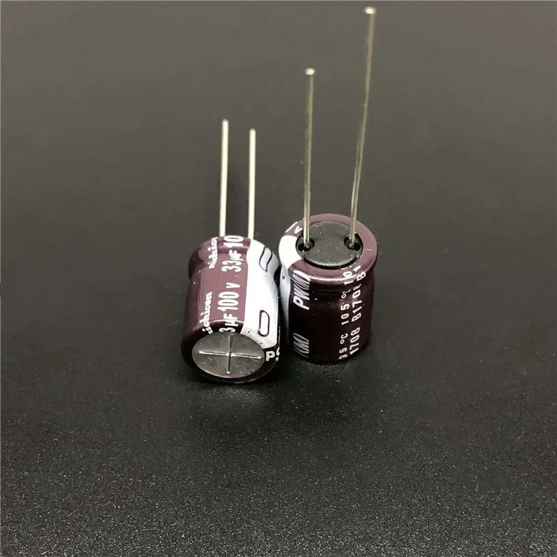 10pcs/100 PCS 33uF 100V NICHICON PW Series 10x12.5 มม.ความต้านทานยาว 100V33uFอลูมิเนียมElectrolytic Capacitor