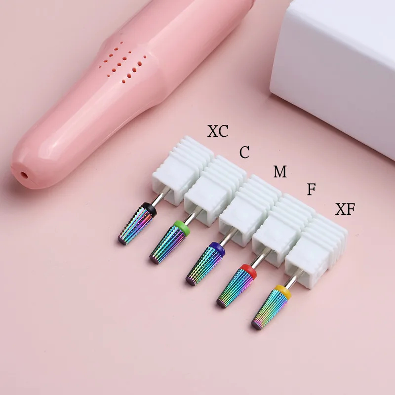 5in1 Tapered Carbide Nail Drill Bits Electric Nail Machine Ceramic Milling Cutter Drills For Manicure Remove Gel Nails Accessory