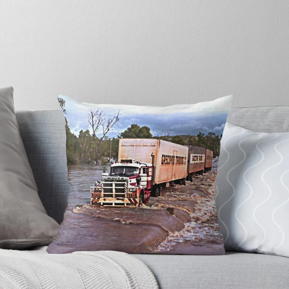 Truck crossing Ord River in flood Throw Pillow Cushions For Decorative Sofa Couch Cushions pillow