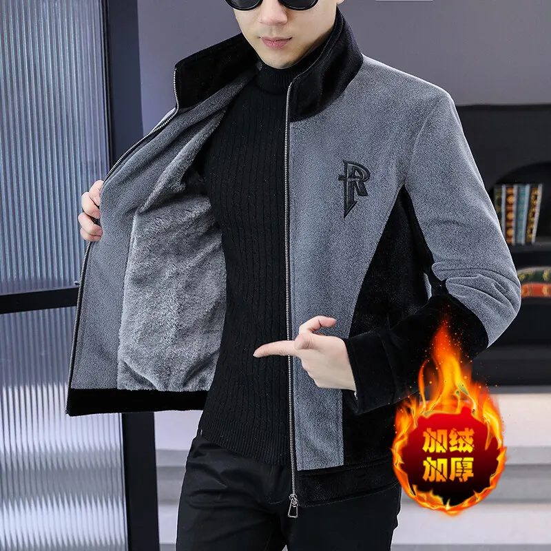 High-Quality Autumn Winter Fashion New Men's Casual Lapel Jacket Male Slim Plaid Thickened Warm Woolen Coat