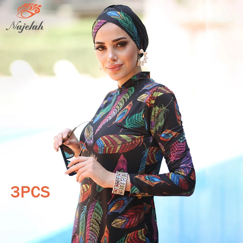 Muslim Swimwear Hijab Modest Swimsuit Women Swimming Suit Islamic Cover Ups Burkini Hijabs For Woman Long Sleeve Bathing Swim