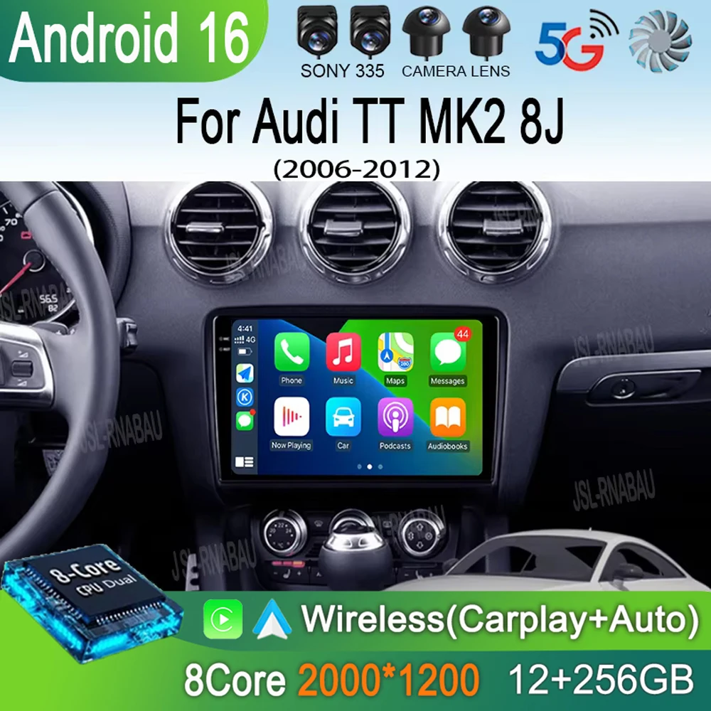

Автомагнитола Android 16 Carplay с GPS для Audi TT MK2 8J 2006-2012, мультимедийный видеоплеер, стереосистема, головное устройство, без 2 DIN