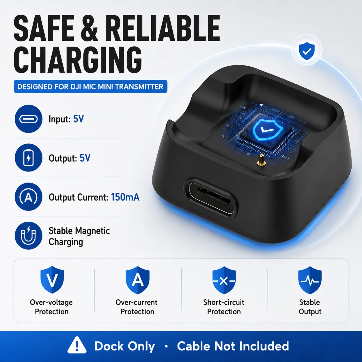 Magnetic Charging Dock for DJI Mic Mini Microphone Transmitter,Portable Charging Stand for Mic Mini Wireless Lavalier Microphone