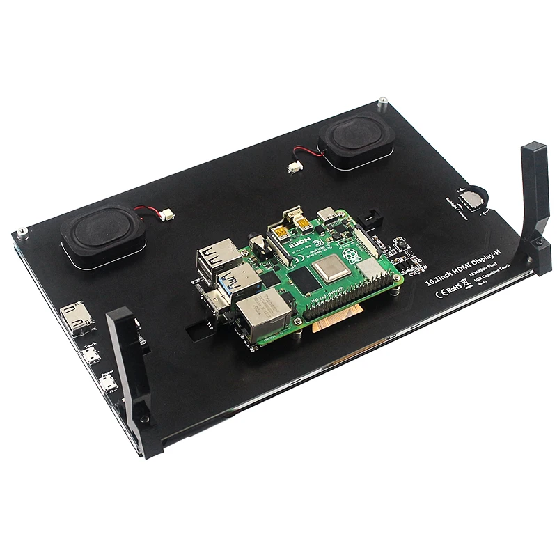 Monitor capacitivo para Raspberry Pi 4B, pantalla táctil IPS de 10,1 pulgadas, 1024x600, LCD con soporte de altavoz para Raspberry Pi 4 / 3