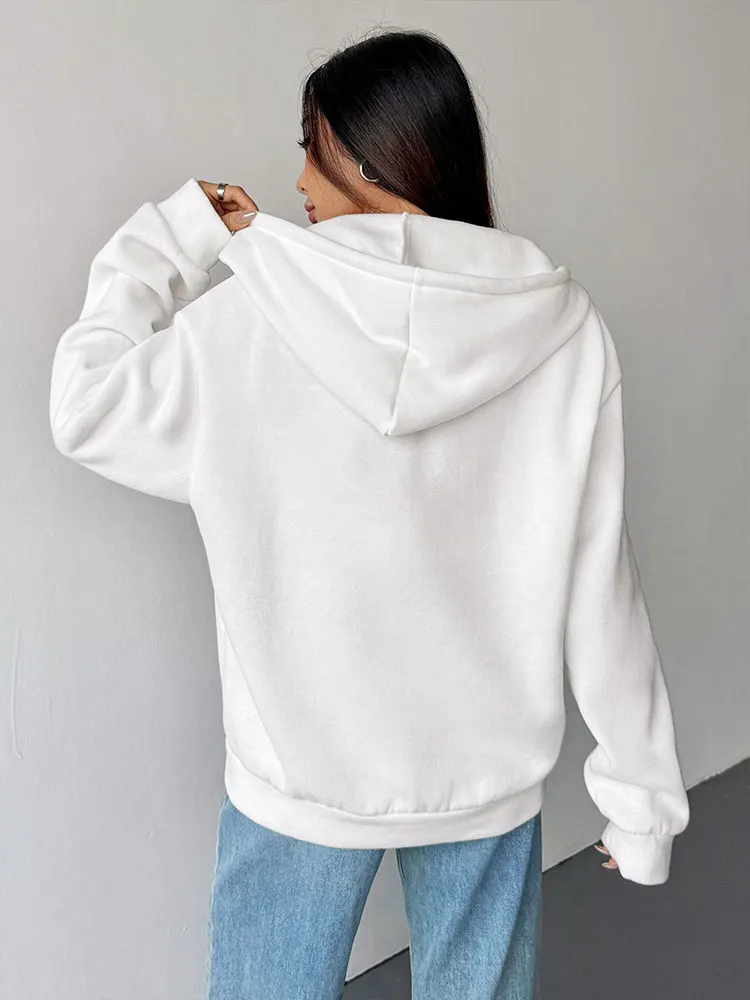 가을 여성 코트 후드티 스트리트웨어 패션 긴 소매 포켓 지퍼 레이스업 프린트 코트 여성 캐주얼 슬림 다용도 의류