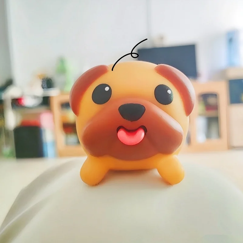 Cartoon Tongue Out Puppy Squishy Stress Relief Toy, Creative Soft Rubber Fidget Ornament, Fun Small Gift