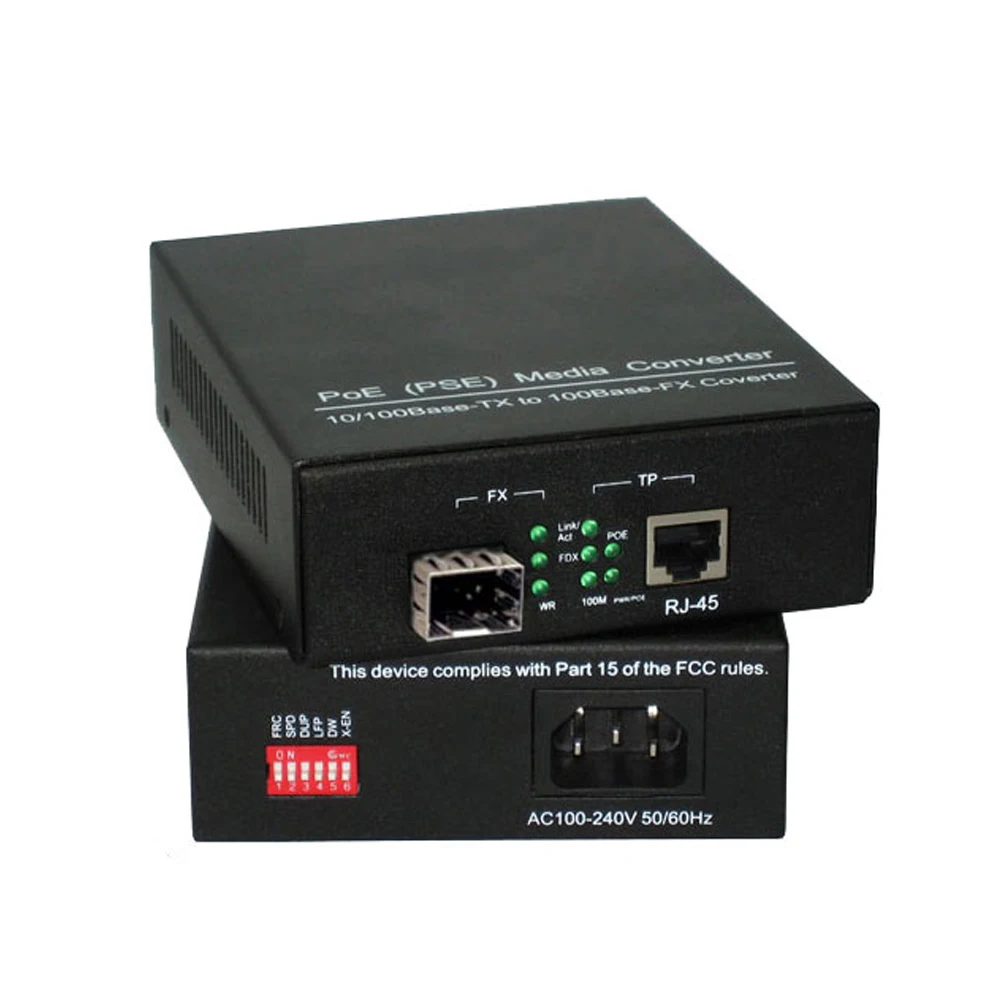 Gigabit PoE Media Converter 10/100/1000Mbps SFP Fiber To Ethernet Media Converter 10/100/1000Mbp IEEE 802. Built-in Power Supply