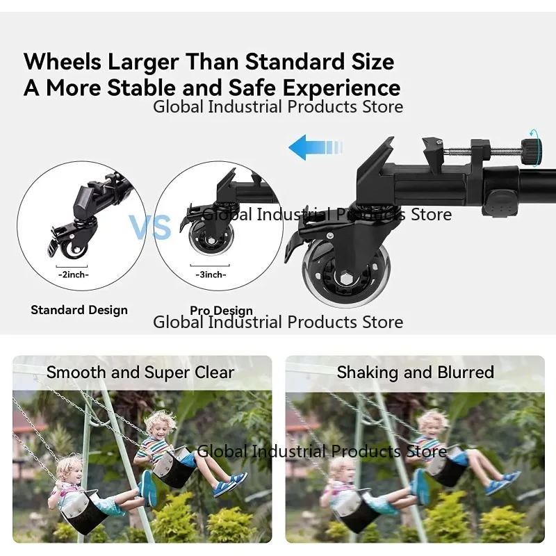 Universal Photography Tripod Dolly Heavy Duty with 3-Inch Rubber Wheels Adjustable Legs Carry Bag Included