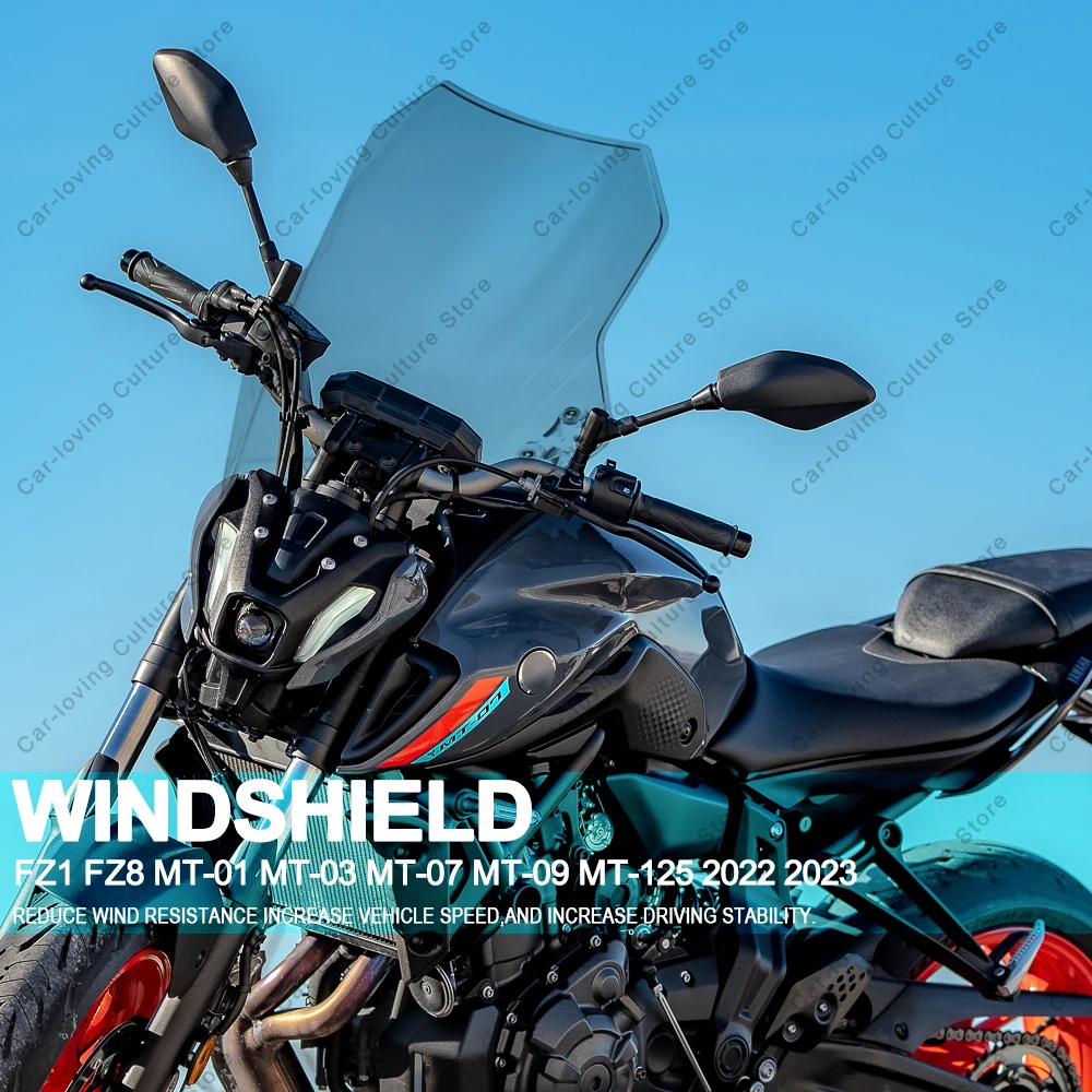 Motorcycle Windscreen Windshield Universal Adjustable Windshield For YAMAHA FZ1 FZ8 MT-01 MT-03 MT-07 MT-09 MT-125 2022 2023