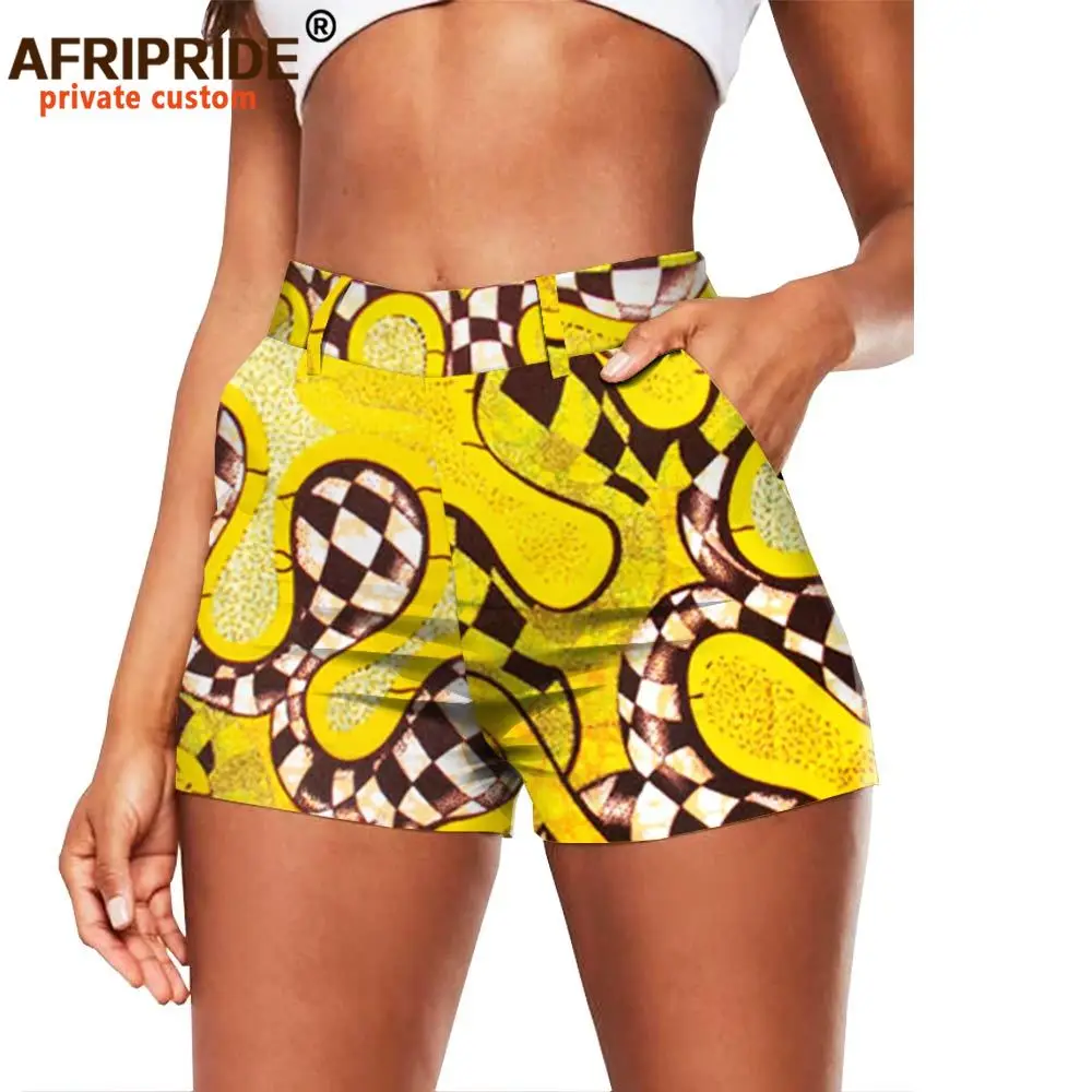 Pantalones cortos con estampado africano, moda de verano, pantalones cortos informales sexys de algodón de talla grande, ajustados, de cintura alta, Ankara Dashiki AFRIPRIDE A2021002