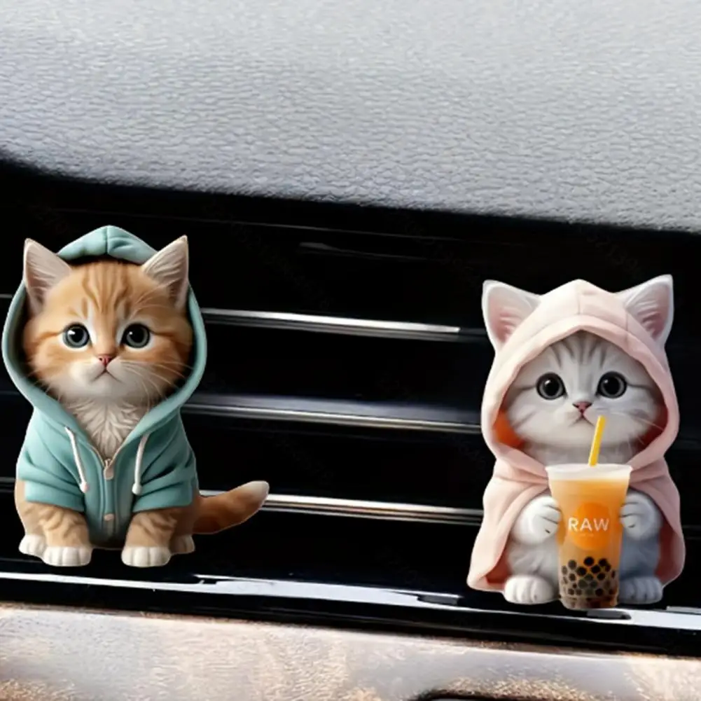 Ventilation Clip Universal Simple Installation Portable Fun Cartoon Cats Dogs Air Vent Clips Acrylic Car Interior Decoration