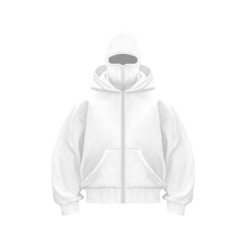 

2025 Autumn Men Balaclava Y2K Gothic Harajuku Winter New Item Double Hooded Sweatshirt Men's Hooded Mask Zipper Sportswear