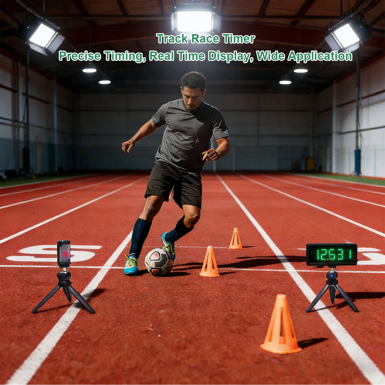 Sprints Race Clock Wireless Sprints Race Timer 5 Digit Green LED Display Stopwatch Clock for Track Training Motorcycle Racing