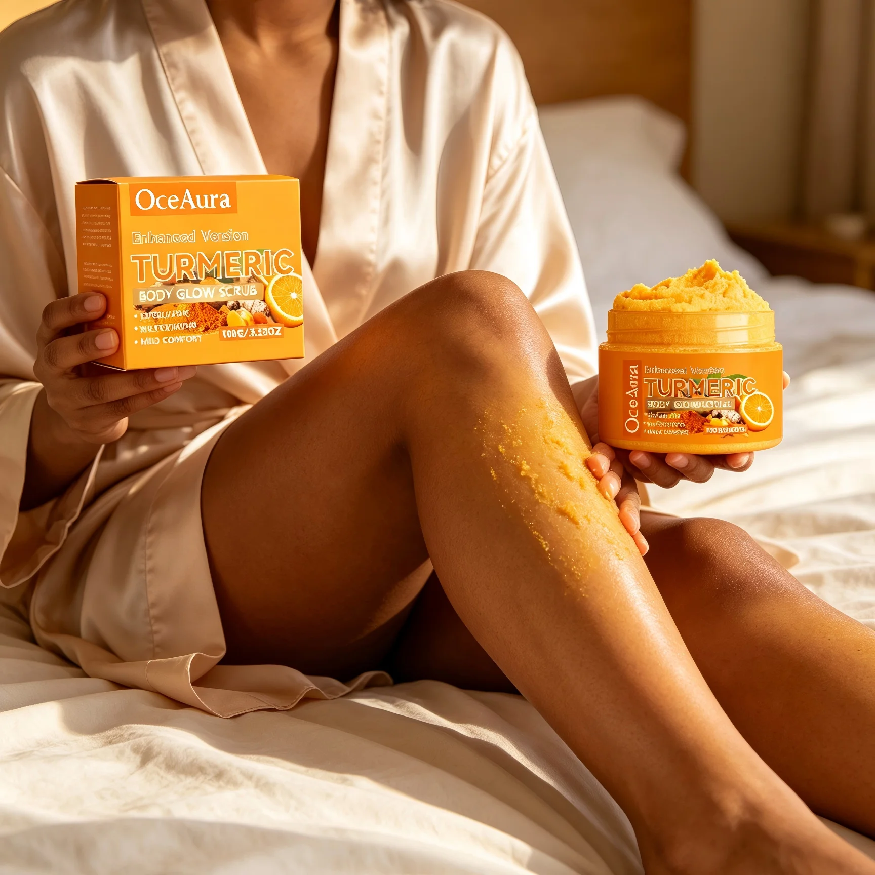 OceAura Turmeric Body Scrubs for Glowing Skin Exfoliator Improve Dullness Soft Brightening Skin Care Products Smooth Body Scrub