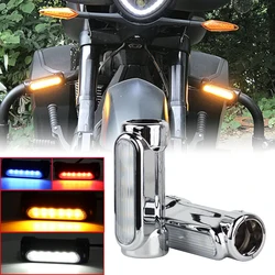 For Harley Davidson Road King Motorcycle Highway Bar Switchback Turn Signal Light White Amber LED For Victory Touring Glide