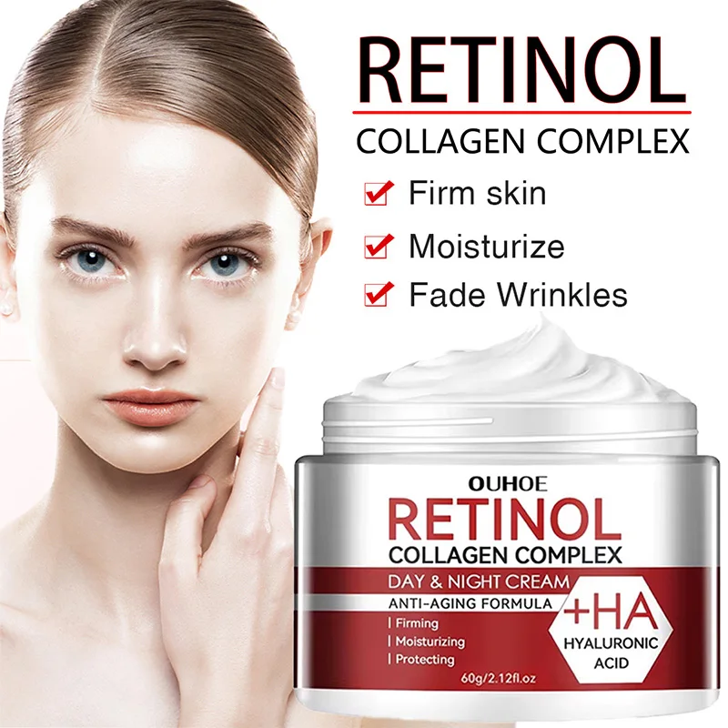 Retinol colágeno ácido hialurónico crema facial reparación de la piel hidratante nutritivo más joven reafirmante poros cara cuidado de la piel cosmético