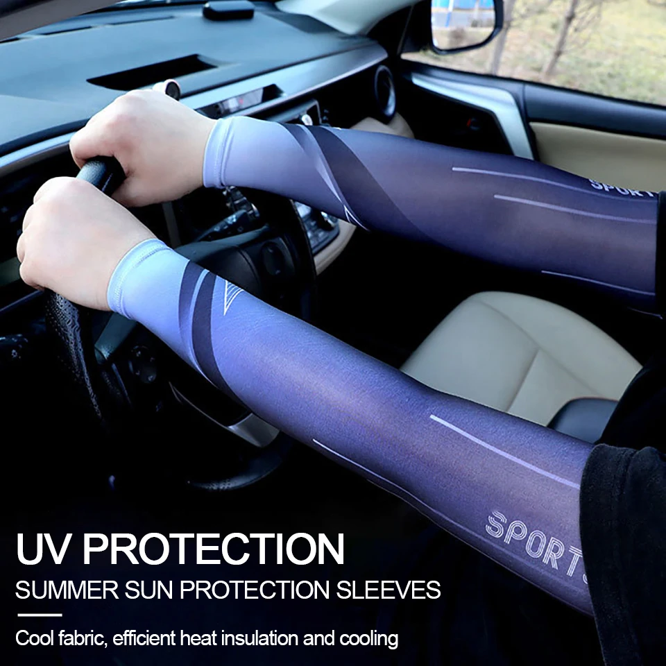 GETINFIT 1Pair Summer Ice Sleeves Moisture-absorbing Quick-drying Sun-protective Ice Silk Sleeves Outdoor Cycling Fishing Sleeve