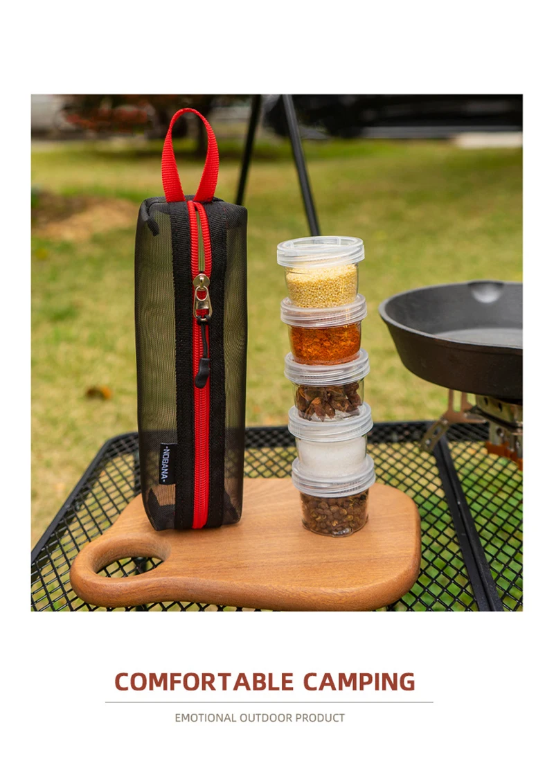 Neues tragbares Camping-Gewürzset für Outdoor-Reisen, Gewürzbehälter-Tasche, durchsichtige Gewürzflasche, Reise-Gewürzhalter-Set – Detail 8