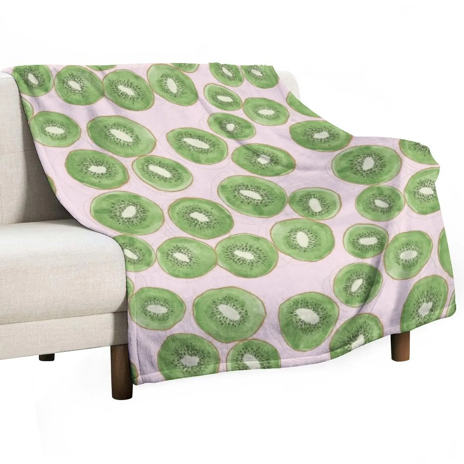 Kiwi Fruit Watercolor Pattern Throw Blanket Tourist warm for winter Blankets