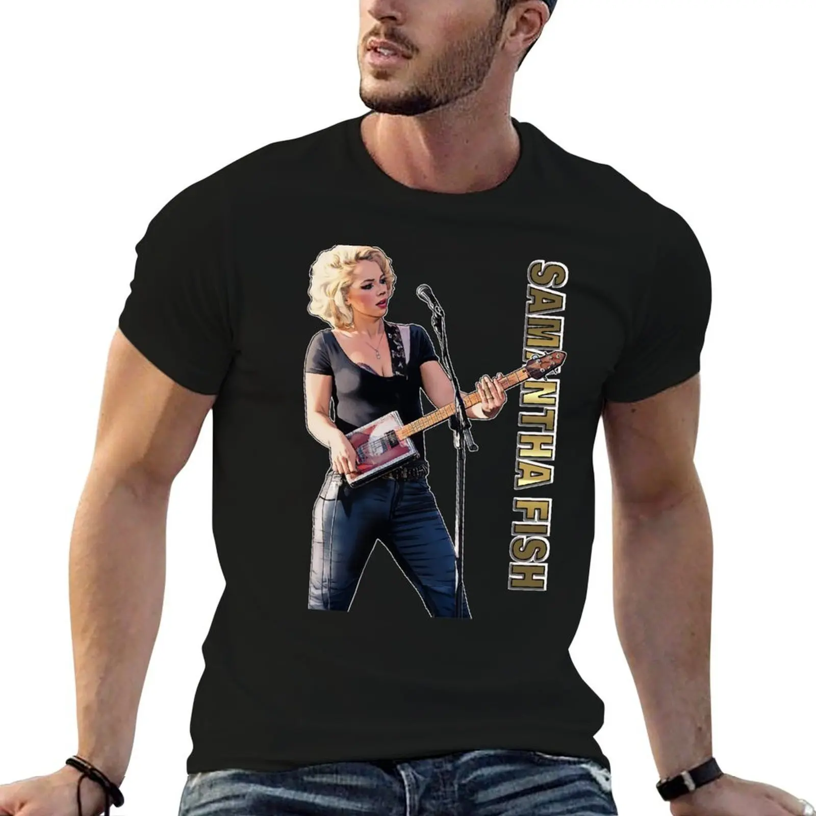 Camiseta Samantha Fish Cigar Box Guitar, camisetas para hombre, camiseta de algodón para hombre, camisetas de anime de lujo, camiseta de gran tamaño