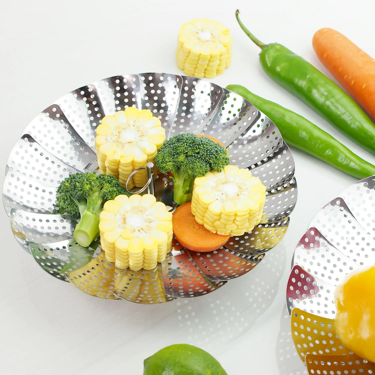 Folding Dish Steam Stainless Steel Food Steamer Basket Fruit Vegetable Cooker Multi-Function Meat Steaming Tray Kitchen Tools