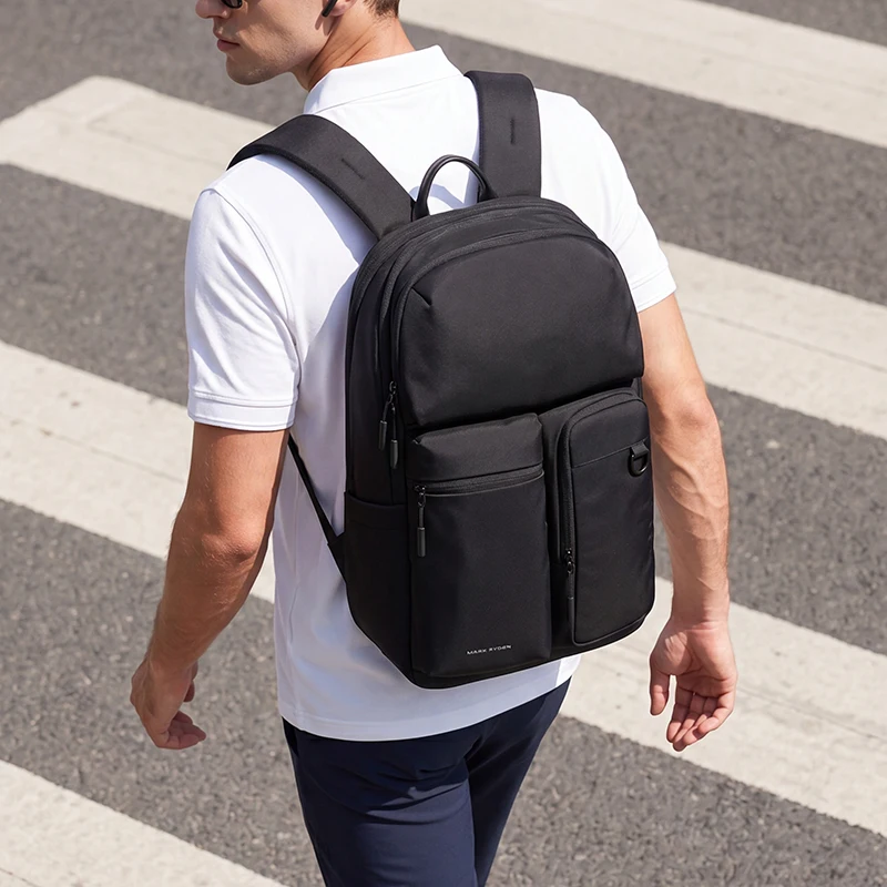 MARK RYDEN 21L Men's Laptop Backpack Water Resistant Multi-pocket Slim Commuter Bag School Backpack With Trolley Strap