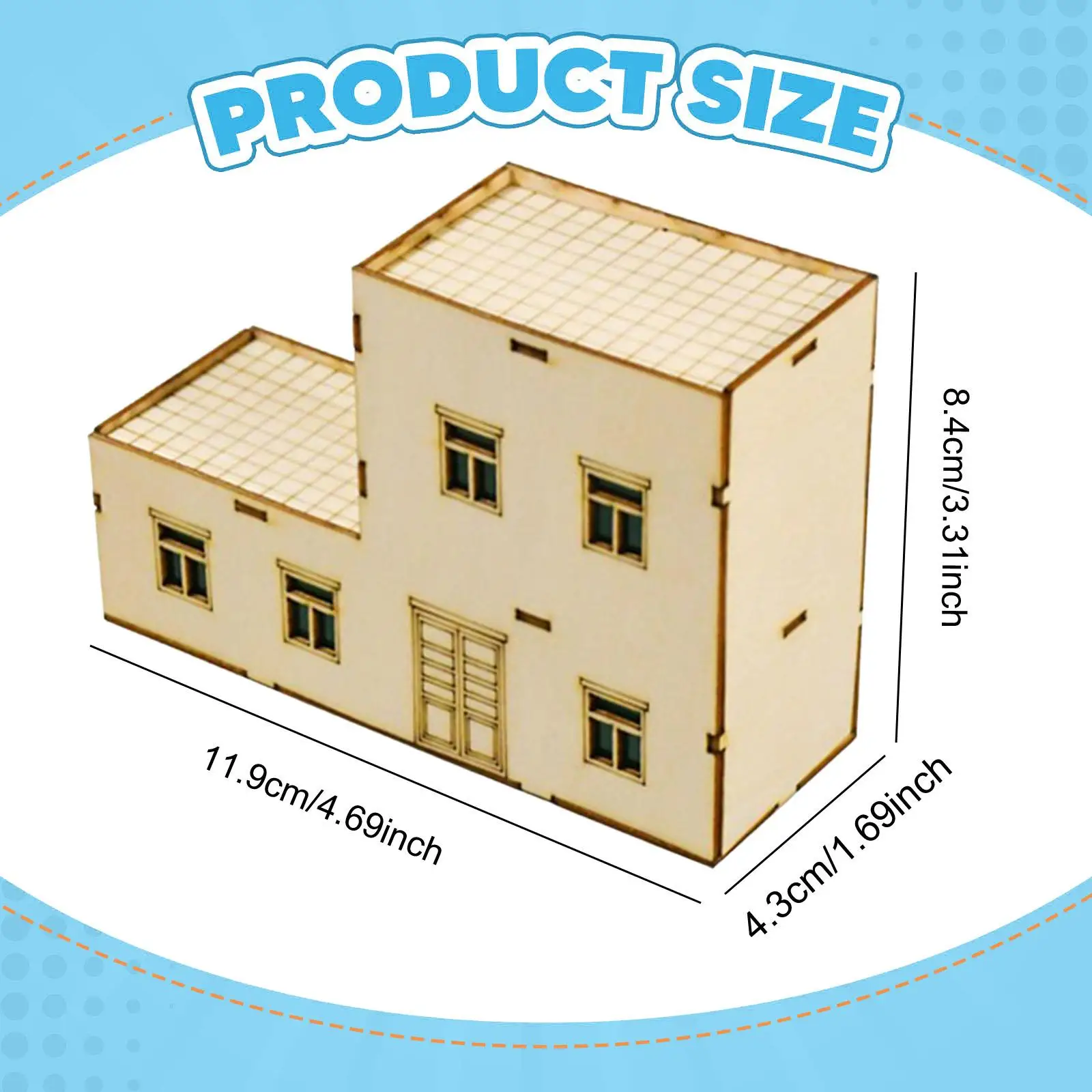 Casa in miniatura in legno Decorazione non verniciata Mini modello di edificio di scena di architettura in scala 1:64 fatto a mano per regalo di compleanno Adolescenti Adulti