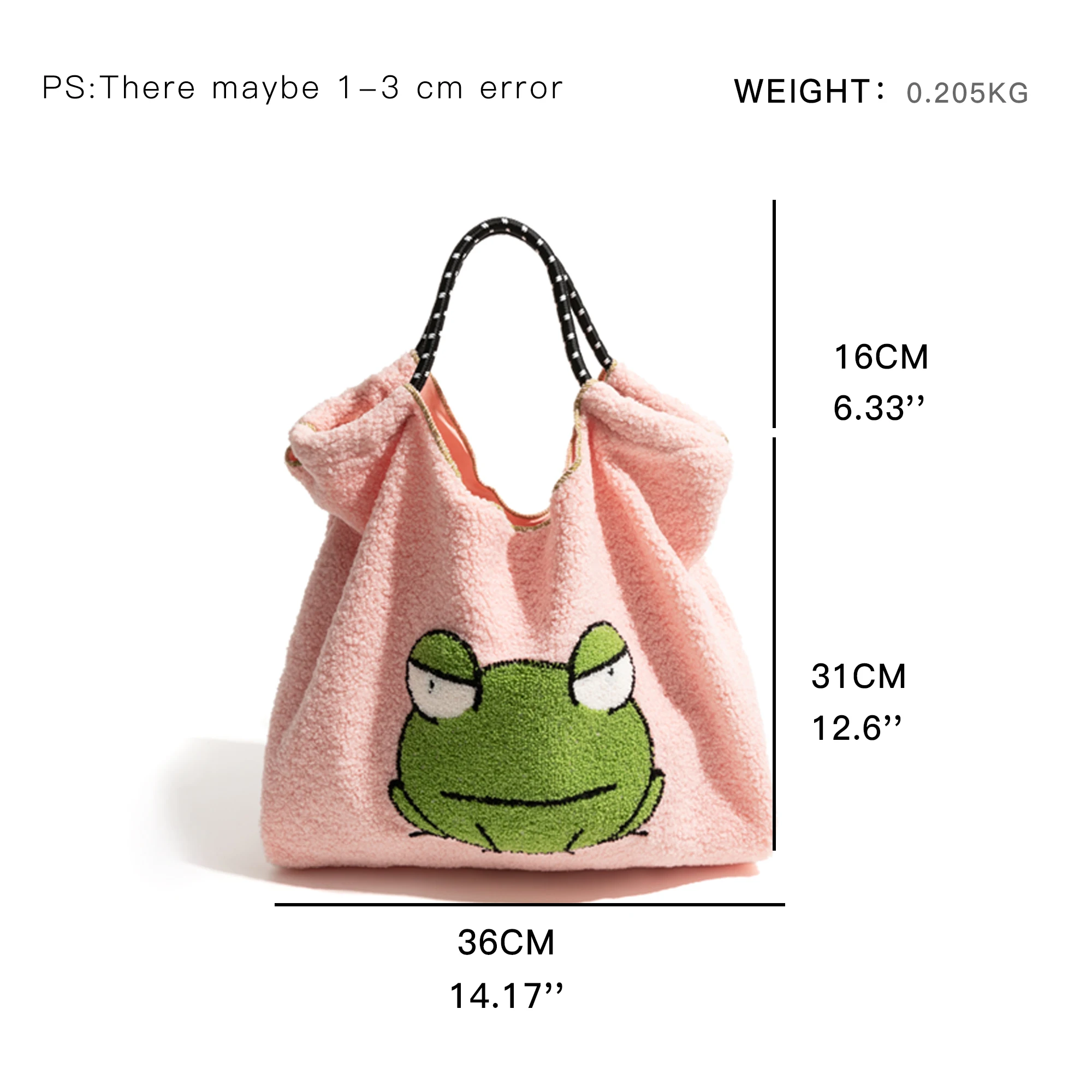 KOKOPEAS tessuto di cotone Pluffy Animal Pattern Tote Bag per donna borsa a tracolla con coulisse quadrata Color caramella borsa leggera