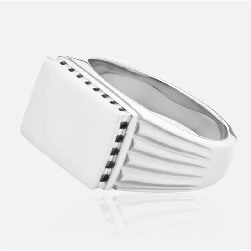 New Square Solid Ring  316L Stainelss Steel Jewelry Polishing Biker Hiphop Rock Ring