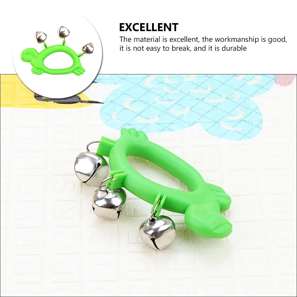 

Plastic H Bell Green Turtle Frog Instrument Toy W210 Musical Percussion Kids H held Musical Tambourine Safe