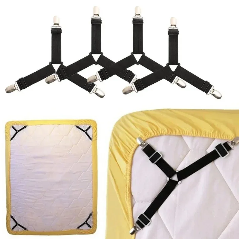 4PCS Adjustable Bed Sheet Clips Cover Grippers Holder Mattress Duvet Blanket Fastener Straps Fixing Slip-Resistant Belt