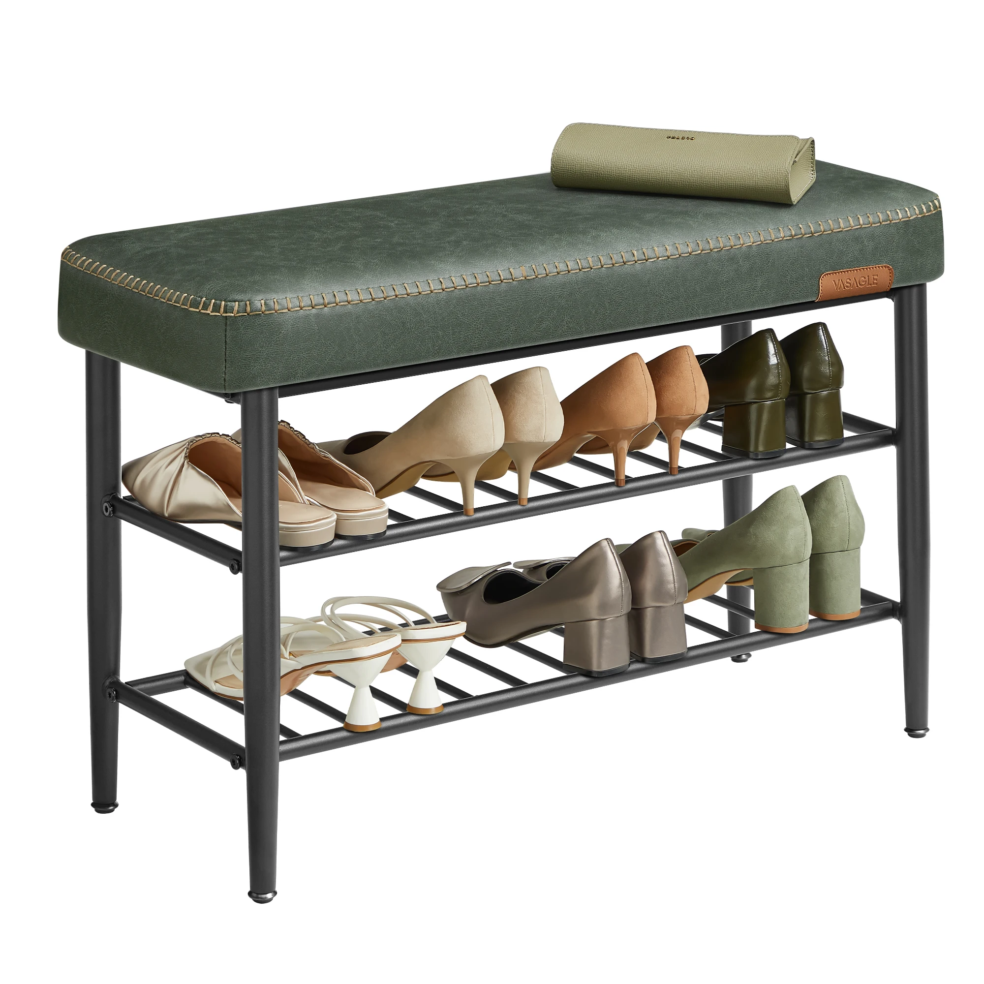 VASAGLE Schuhbank, Schuhregal, EKHO Series, Kunstleder, 30 x 80 x 50 cm