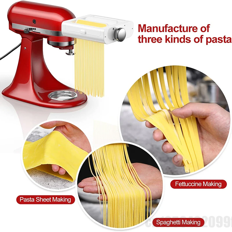 Imagem -03 - Pasta Roller Maker Mixer Noodle Presser Making Kitchen Aid Press Noodles Machine em ka em 1