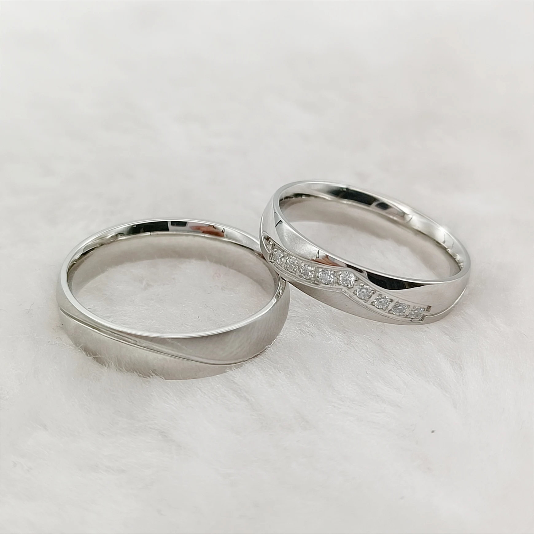 

Luxury Titanium Cubic Zirconia Promise Rings His and Hers Wedding Bands Newest Bridal Engagement Jewelry