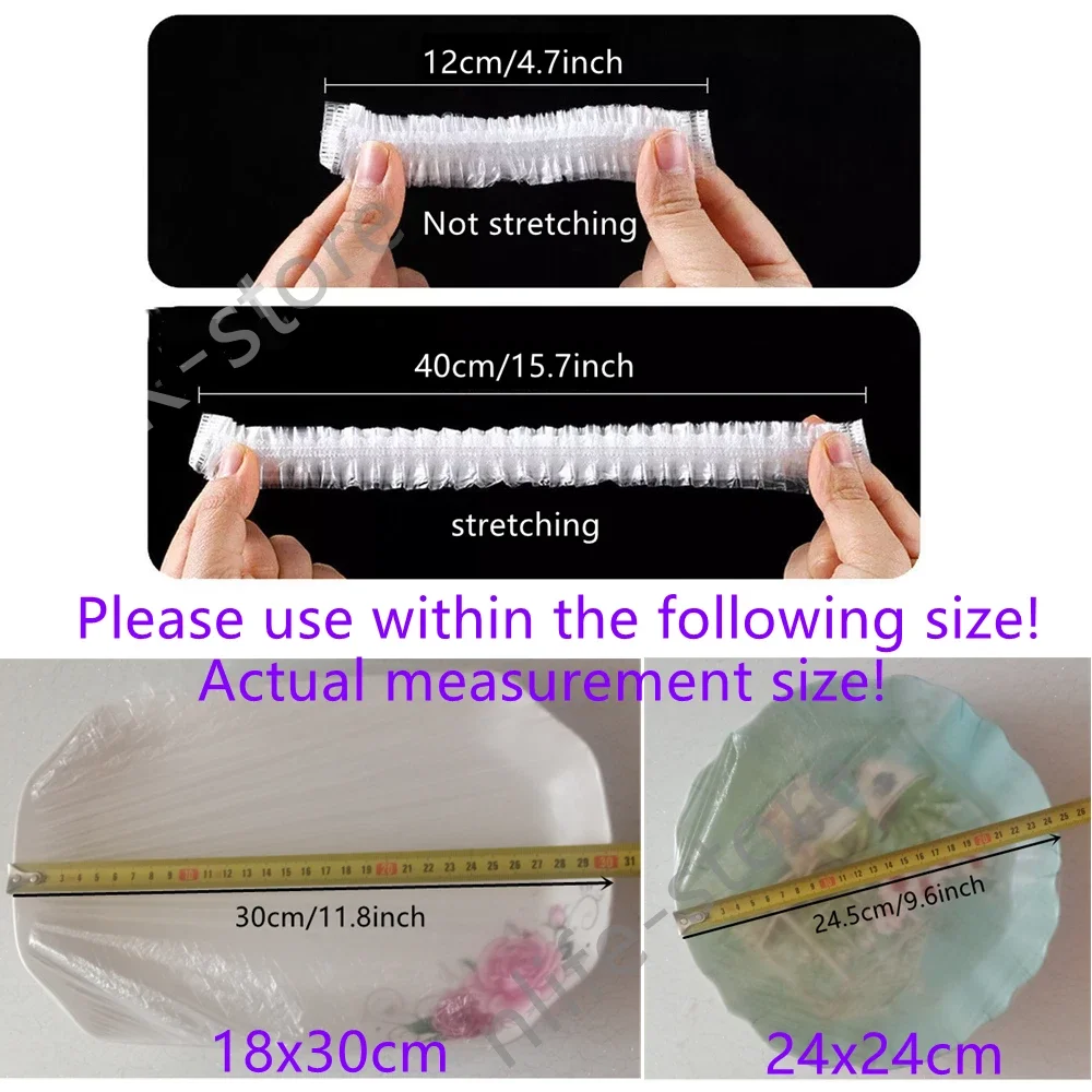 Multi-functional Disposable Food Covers 50/100/200pcs Elastic Plastic Wrap Lids for Bowls Plates Shower Cap & Foot Cover Durable Elastic Food Lids
